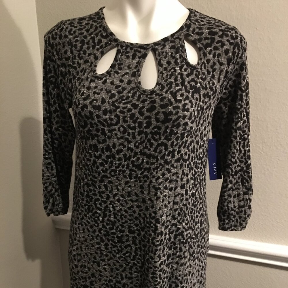 New Apt 9 Small Peephole Leopard Career Dress Box J1